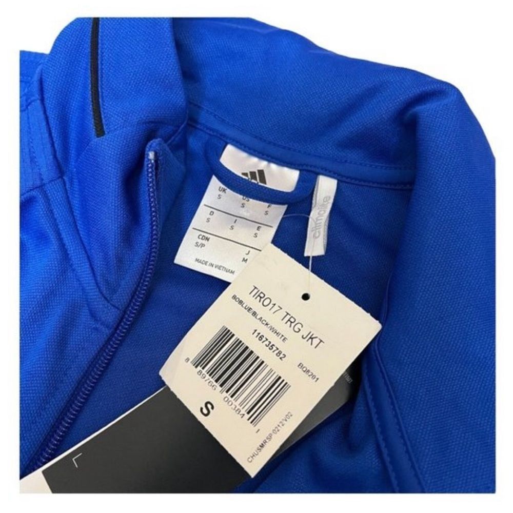 Adidas Men’s Trio 17 Full Zip Training Jacket White Mock Neck BQ8201 Thumbhole - Picture 12 of 15